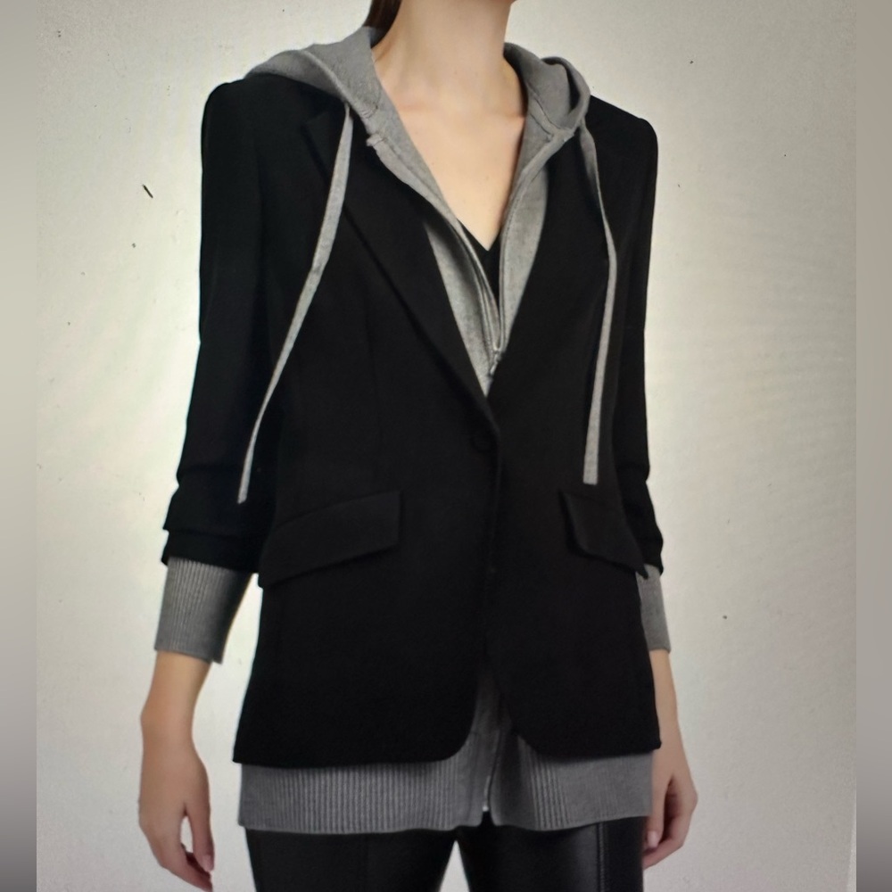 Cinc a" Sept Sweater Knit Khloe Blazer Black/Heather Grey Size 6